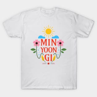 Min Yoongi - Blue Flowery Suga BTS Army - Min Yoon-gi T-Shirt